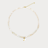 Heart Initial Necklace with Pearl BlackSugar-Shop our personalized jewelry, the perfect gift for every occasion